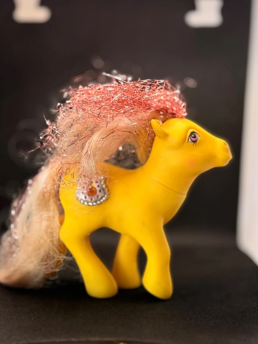 Vintage G1 Princess Moondust My Little Pony 1987 Pink Tinsel Hair